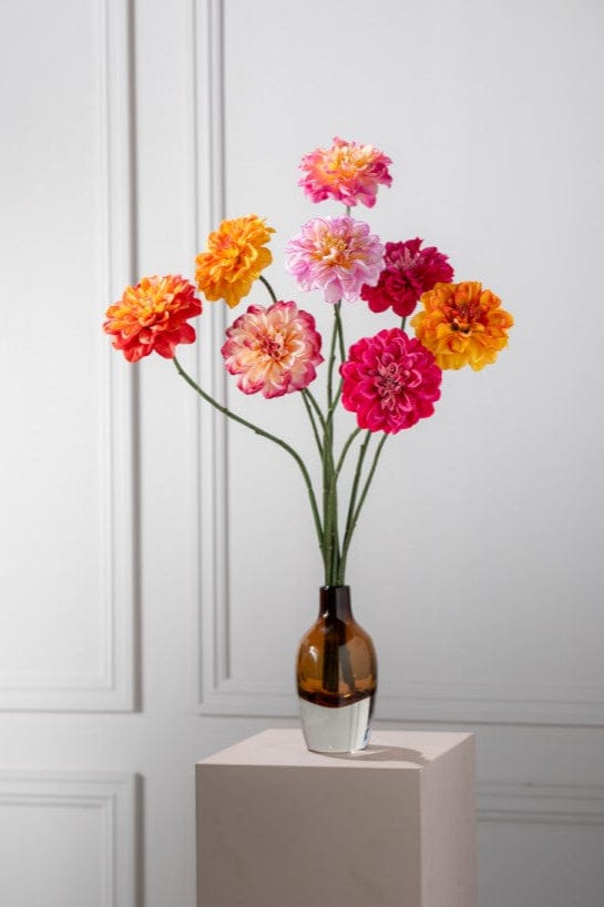Silk Dahlia Spray - Flame orange