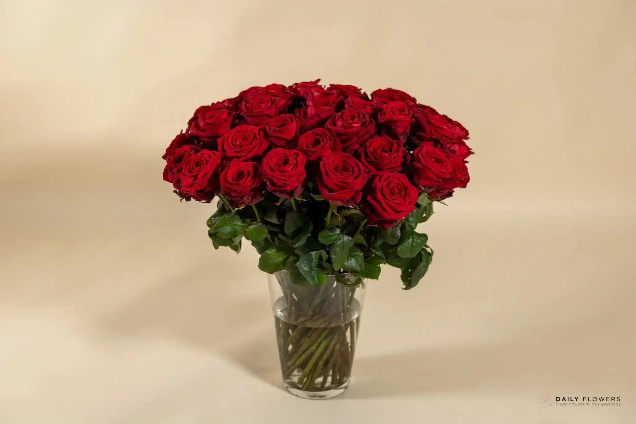 Big bouquet of 50 red Naomi roses