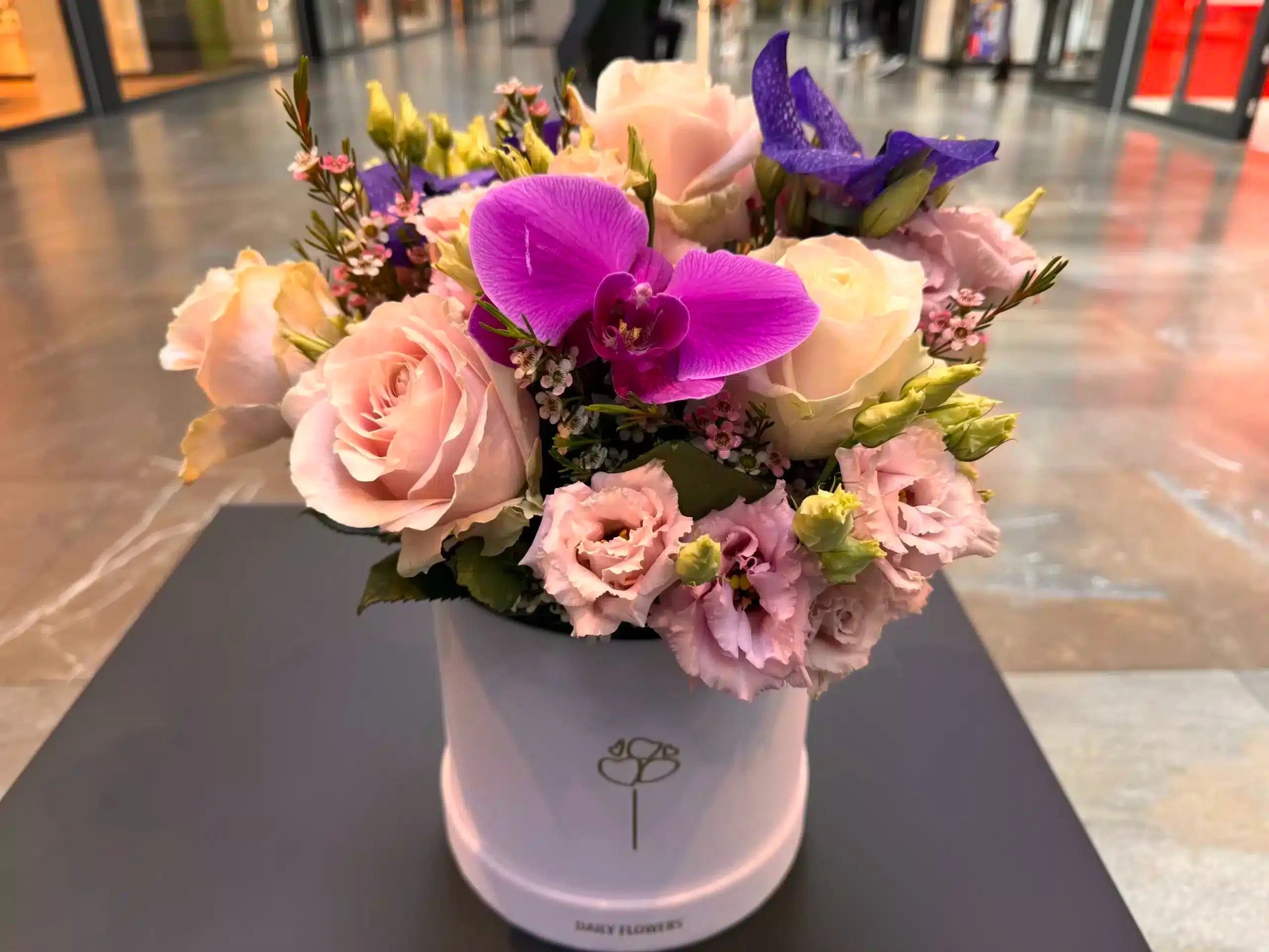 Bloemen in hoedendoos - Pink Perfection