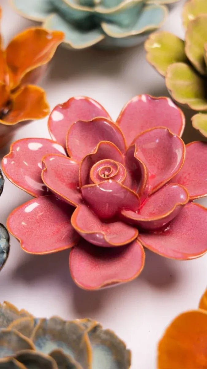 Blush Pink Tahitian Gardenia ceramic flower detail
