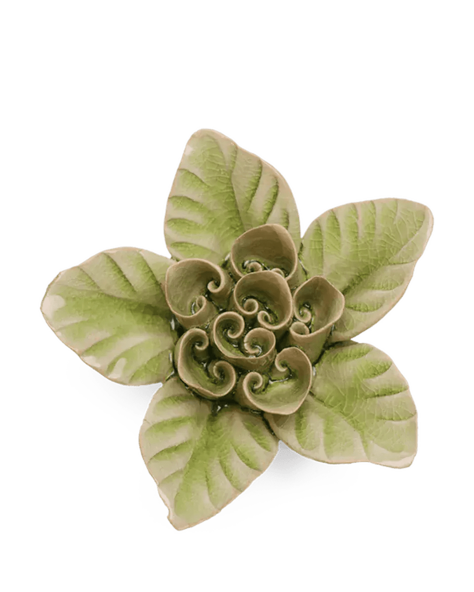 Peridot Green Maiden Lotus ceramic flower