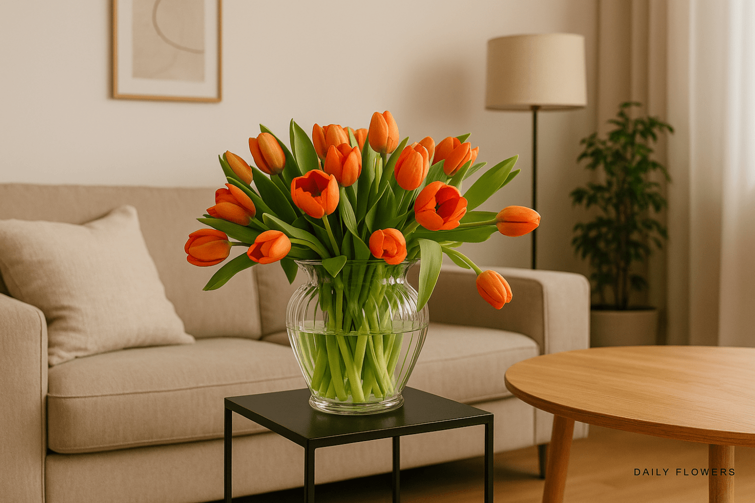 Dutch tulips bouquet in vase lifestyle