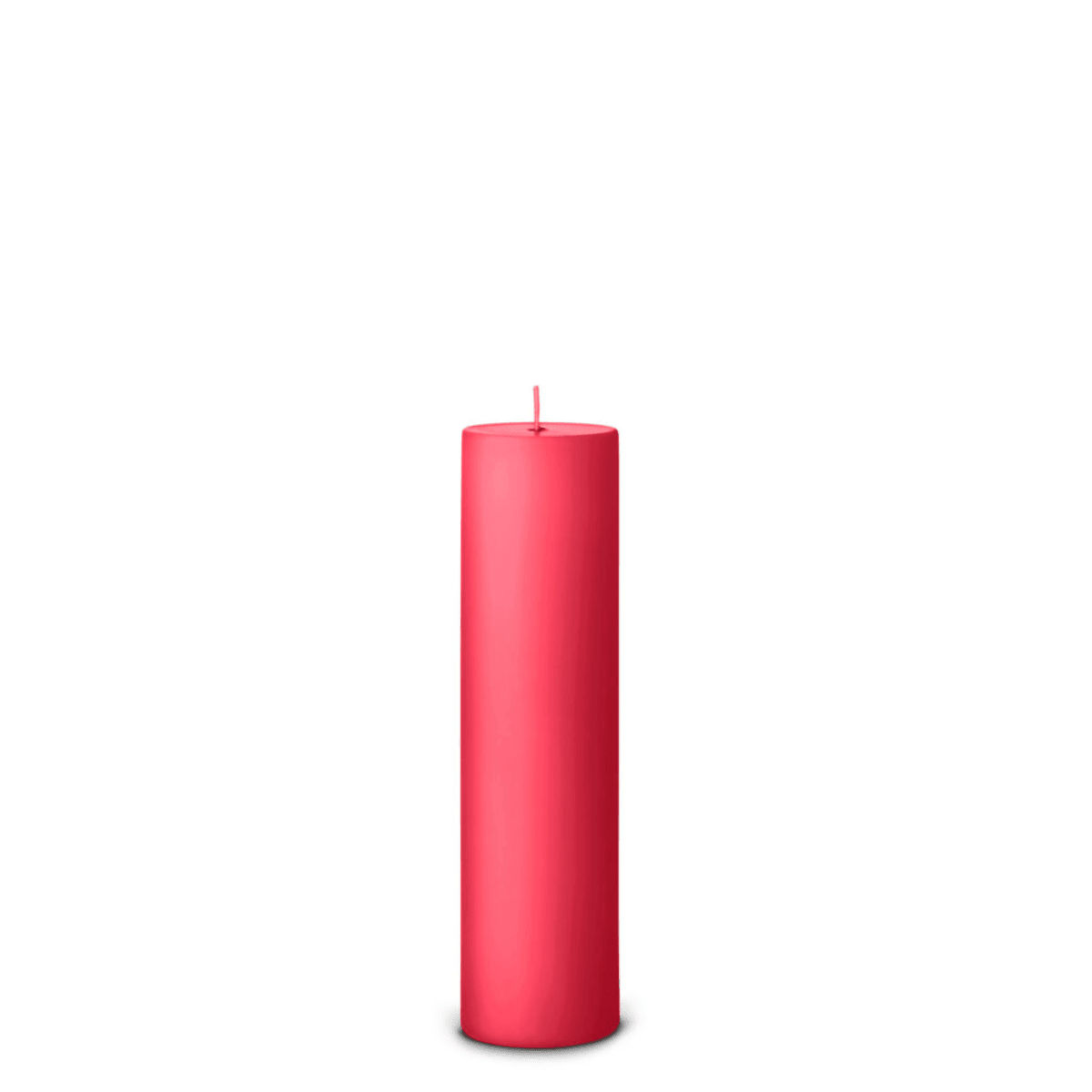 Raspberry pillar candle side view