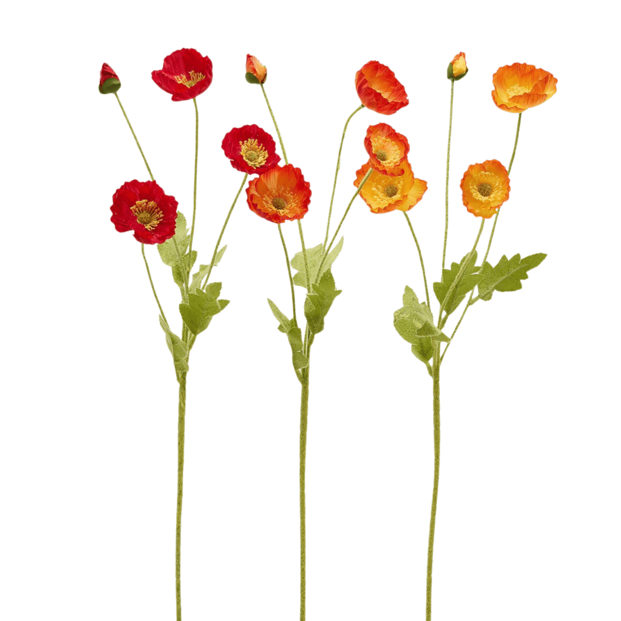 Artificial Poppy Spray - Red Orange Mix
