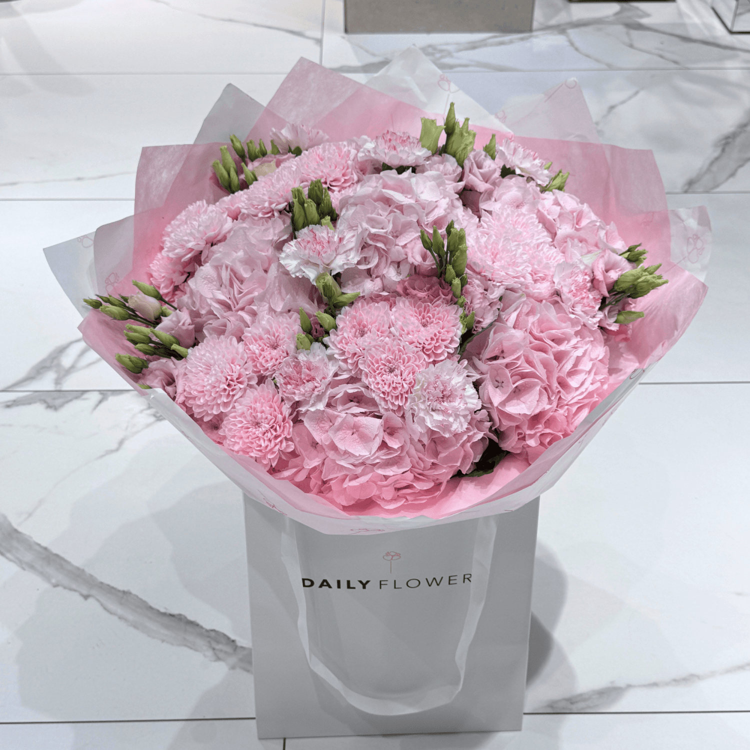 Pretty Pink Princess flower bouquet side view Daily Flowers