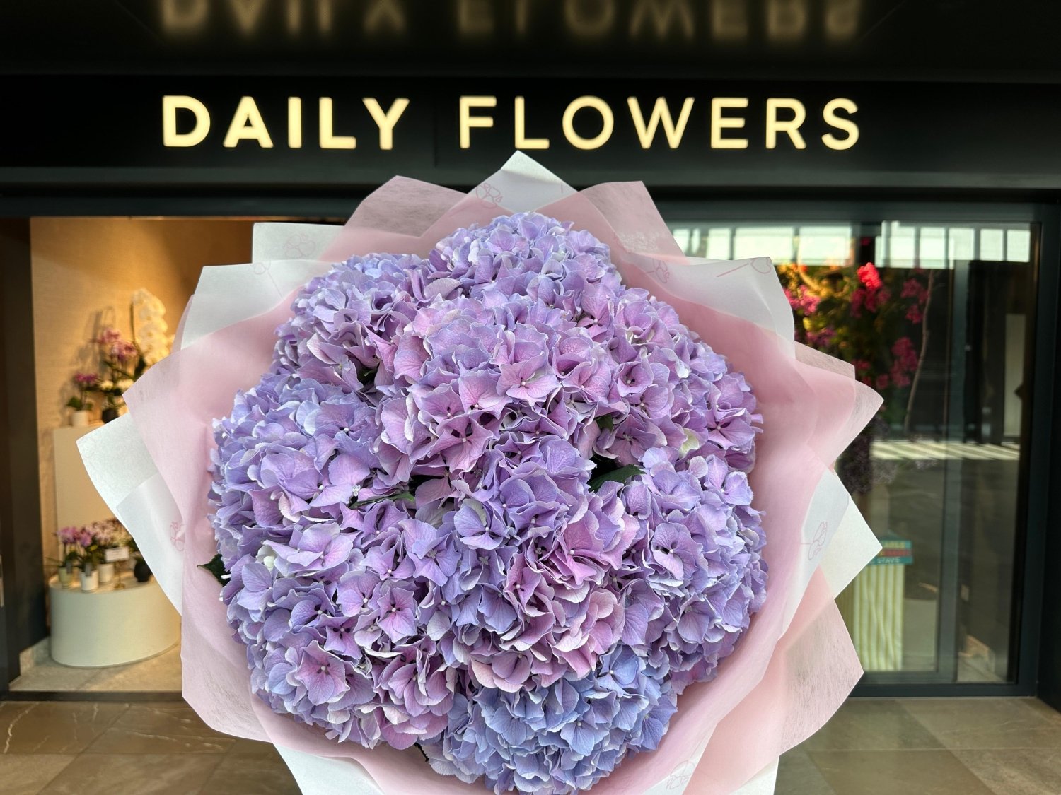 Purple hydrangea bouquet Daily Flowers Amsterdam