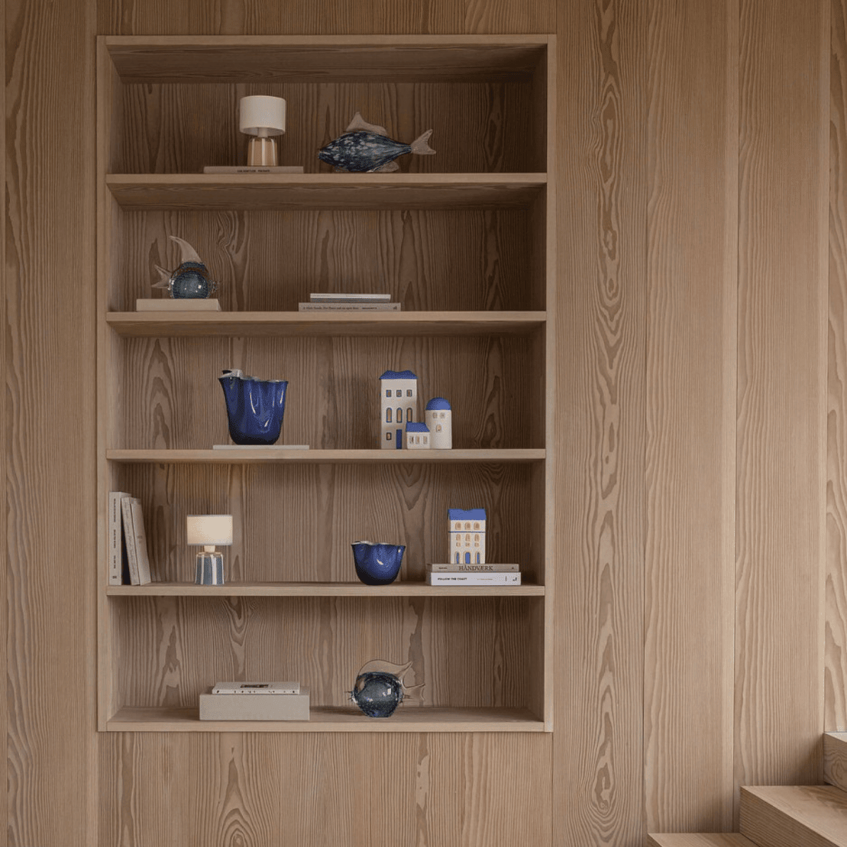 White blue tealight houses set product shot