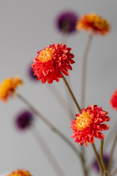 Silk red dahlia spray stem arrangement