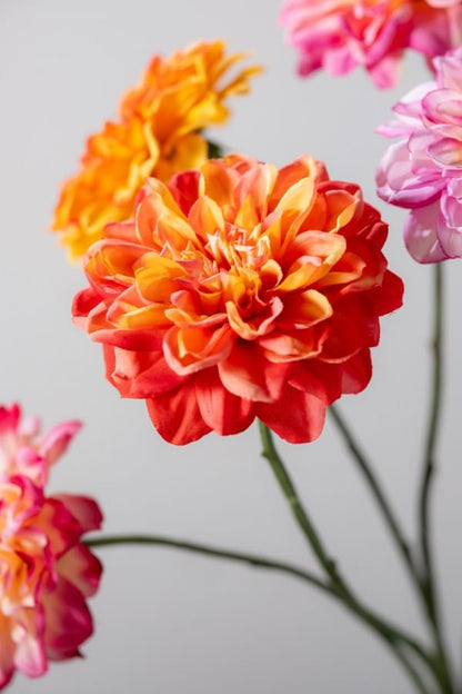 Silk Dahlia Spray - Flame orange
