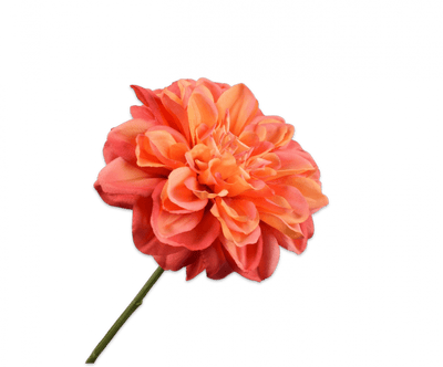 Silk flame orange dahlia spray stem