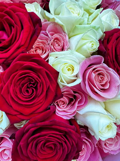 Choose Your Amount - White, Red & Pink roses