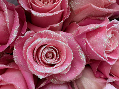 Kies je hoeveelheid - Roze glitter rozen