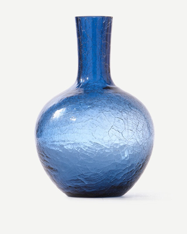 Vase crackled glass - blue