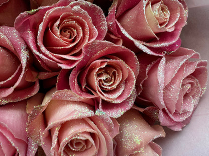 Kies je hoeveelheid - Roze glitter rozen