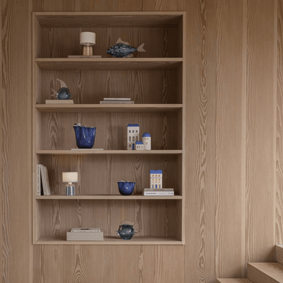 White blue tealight houses set product shot