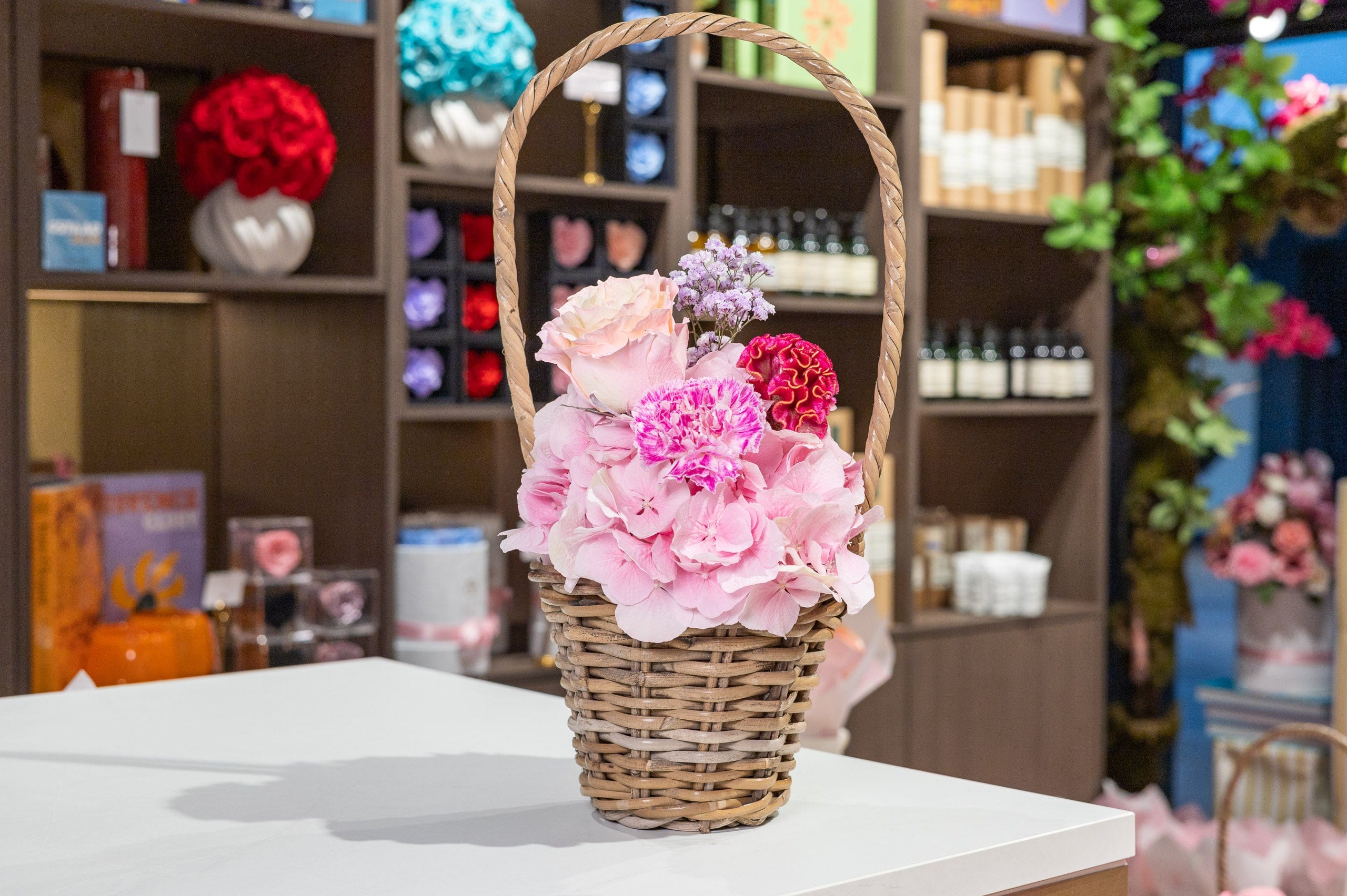 Blossom Basket - Pink Hydrangea