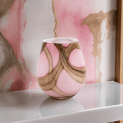 Oblique vase large - Pink flame