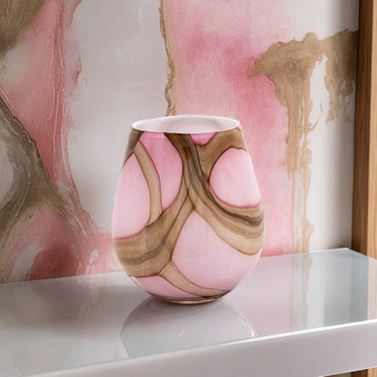 Oblique vase - large pink flame