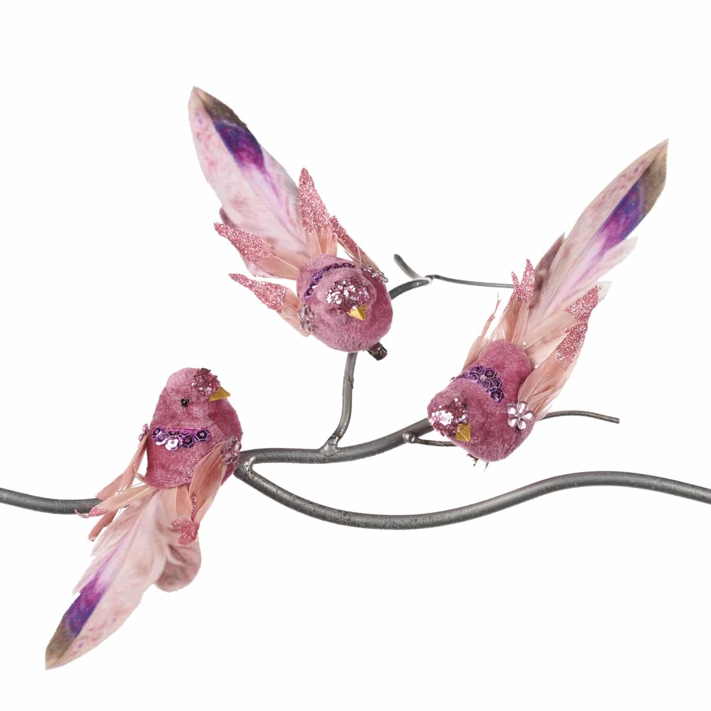 Sparkling bird ornament set – whimsical feathered décor