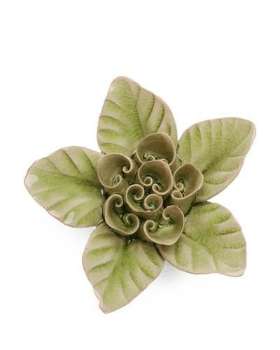 Peridot Green Maiden Lotus ceramic flower