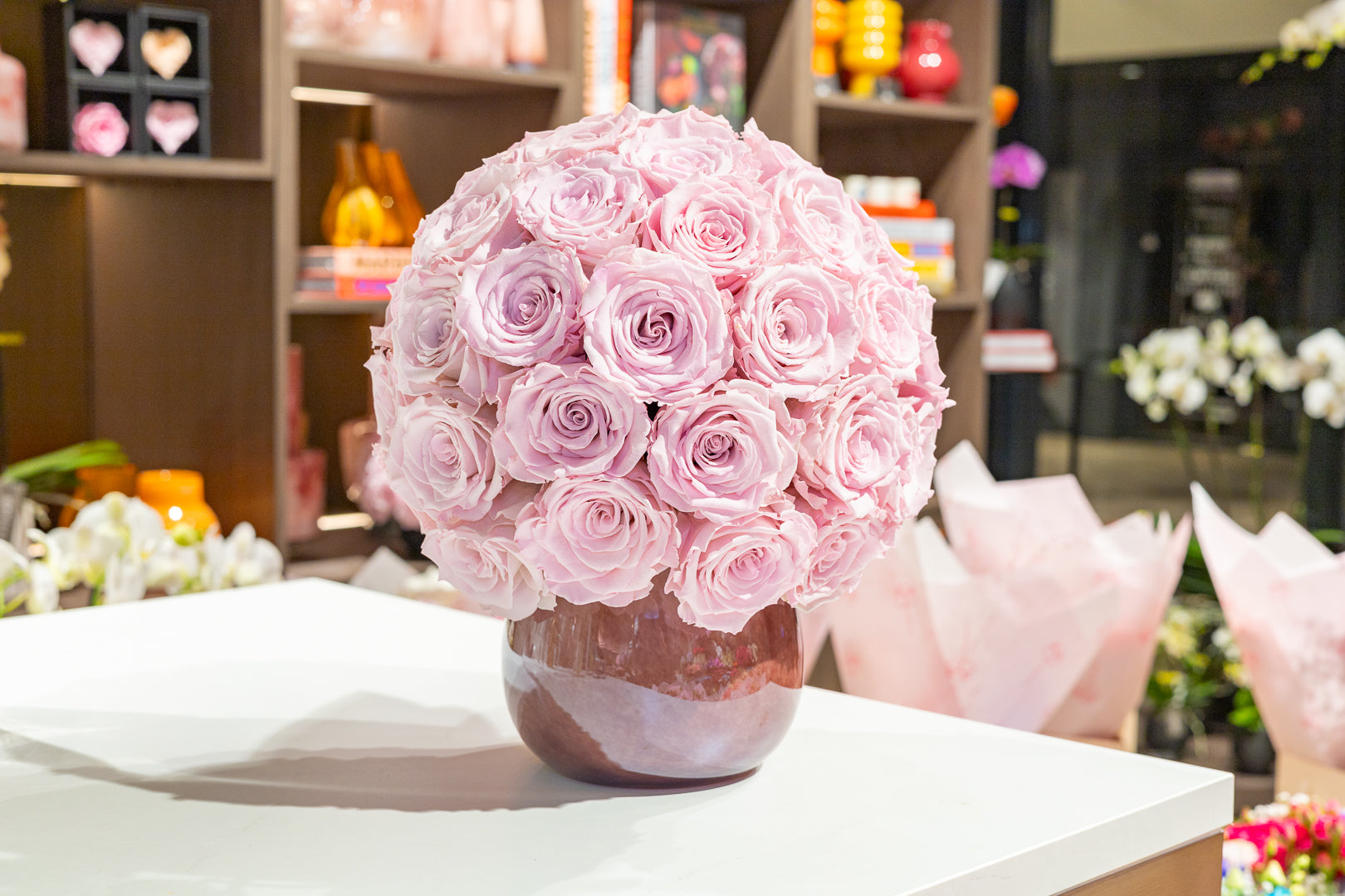 Preserved Rose Bowl - Preserved Roses - Soft Pink