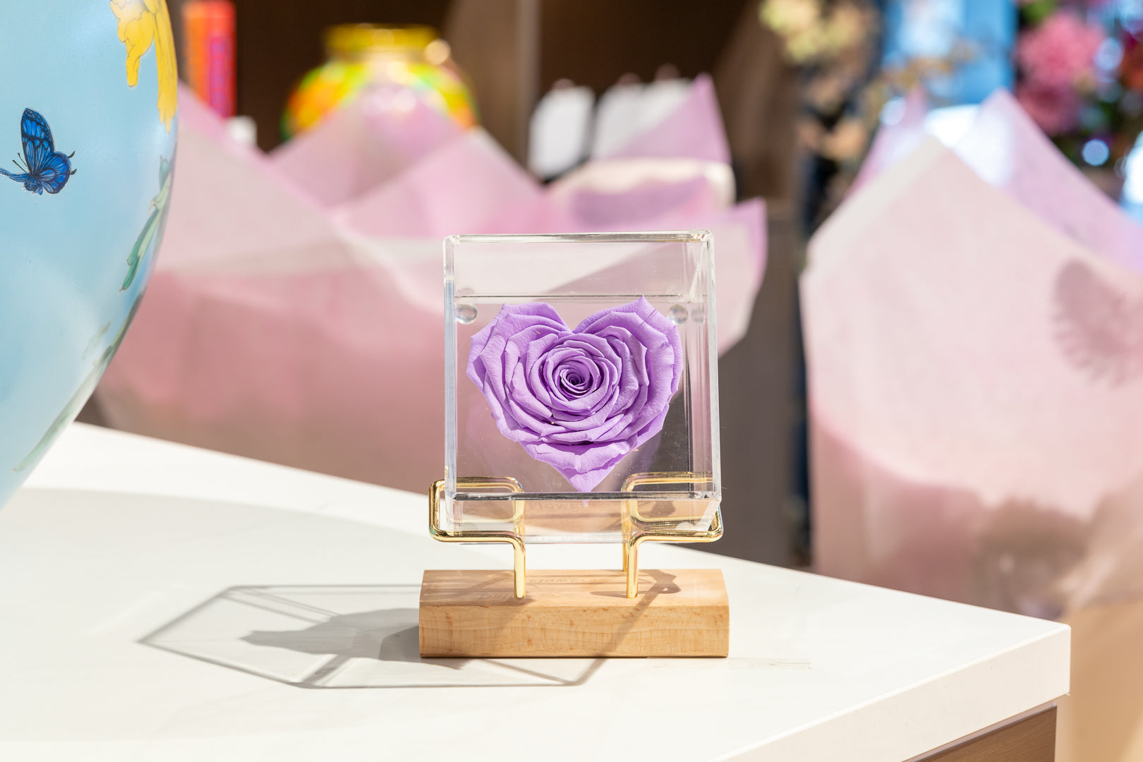 Luxury Preserved Rose Heart – Purple