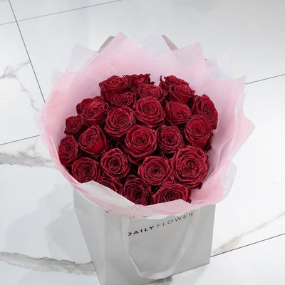 Kies je hoeveelheid - Rode Glitter Rozen