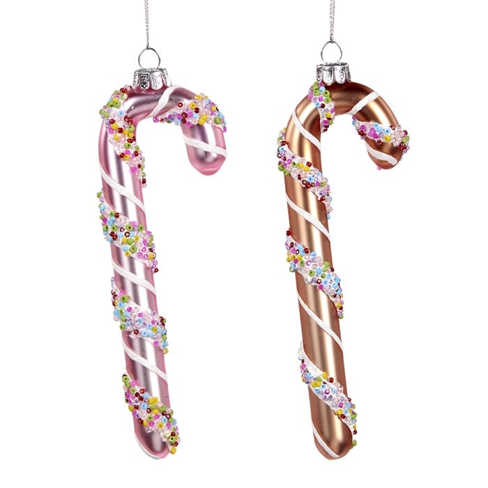 Sprinkled Candy Cane Ornament - Set of 2 - 15 cm