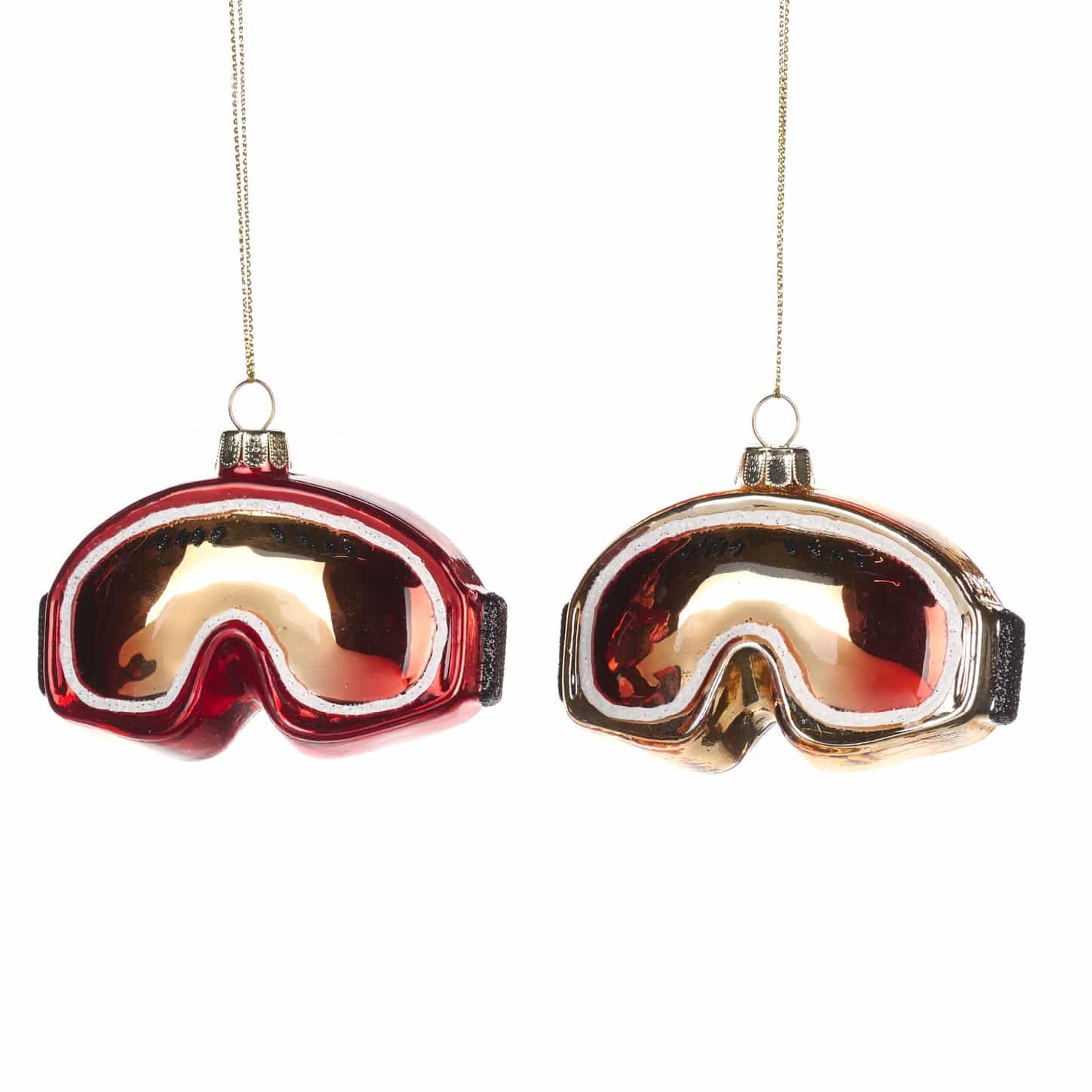 Ski and snow goggles ornament - set of 2 - 9 cm