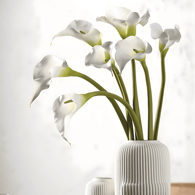 Artificial white calla stem close-up