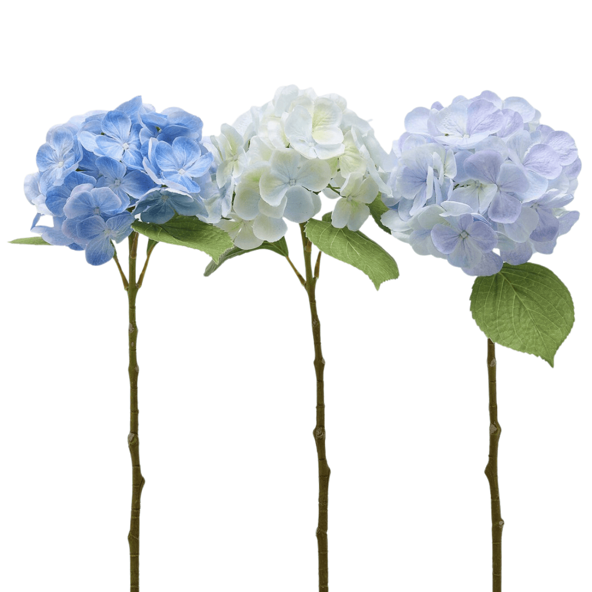 Artificial hydrangea white blue stem
