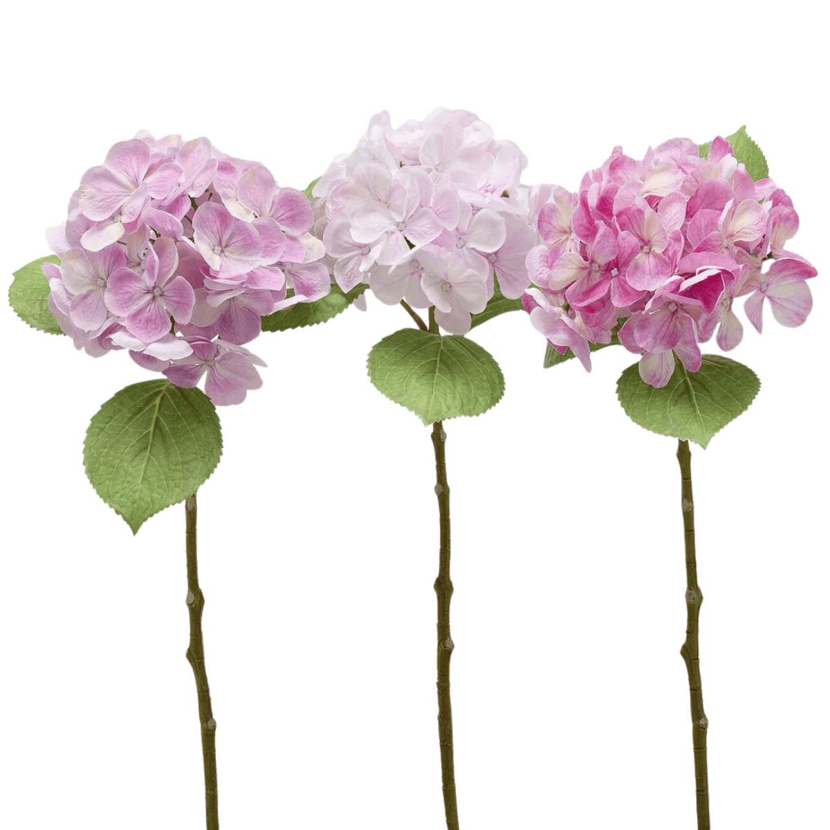 Artificial hydrangea white pink stem