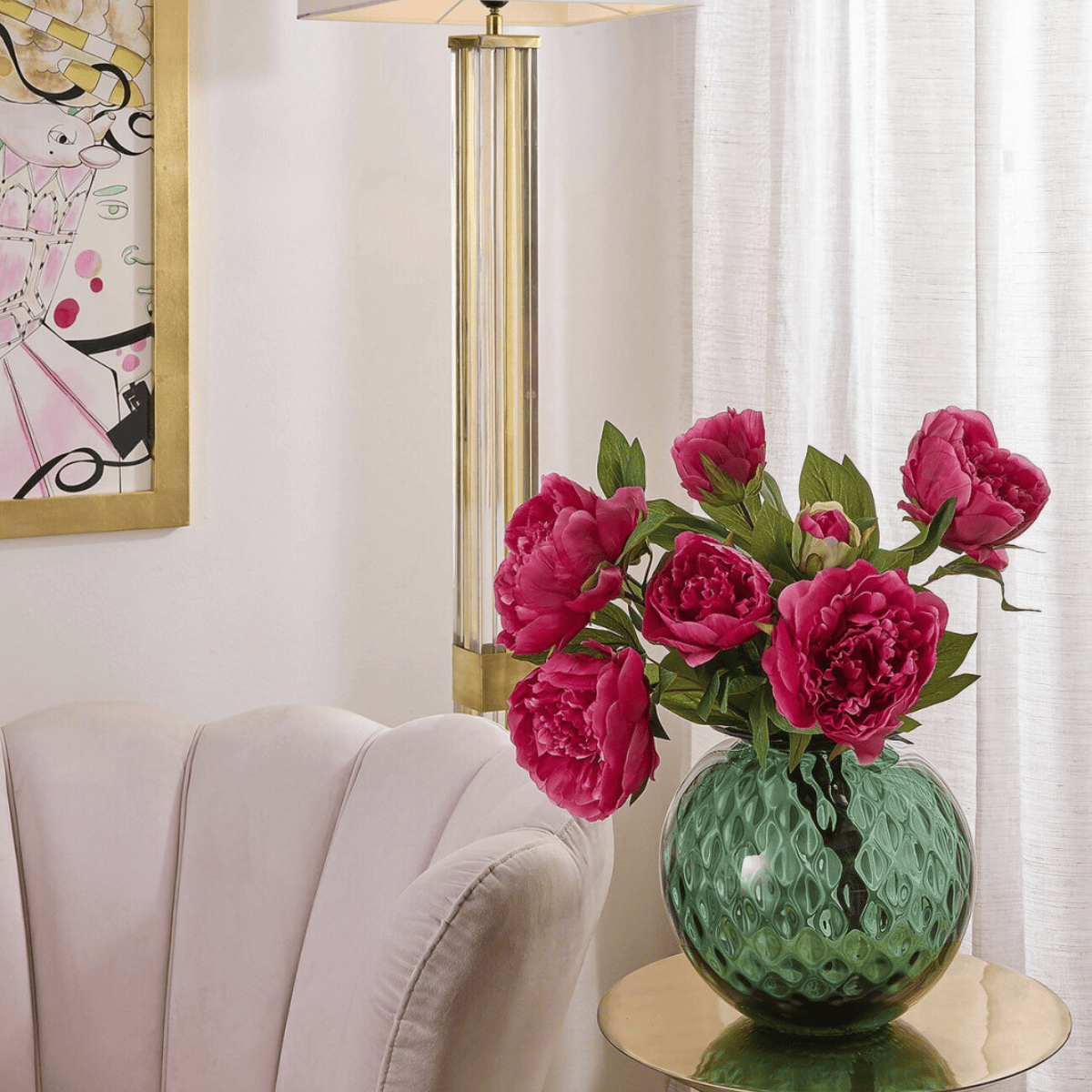 Artificial peony bunch side view