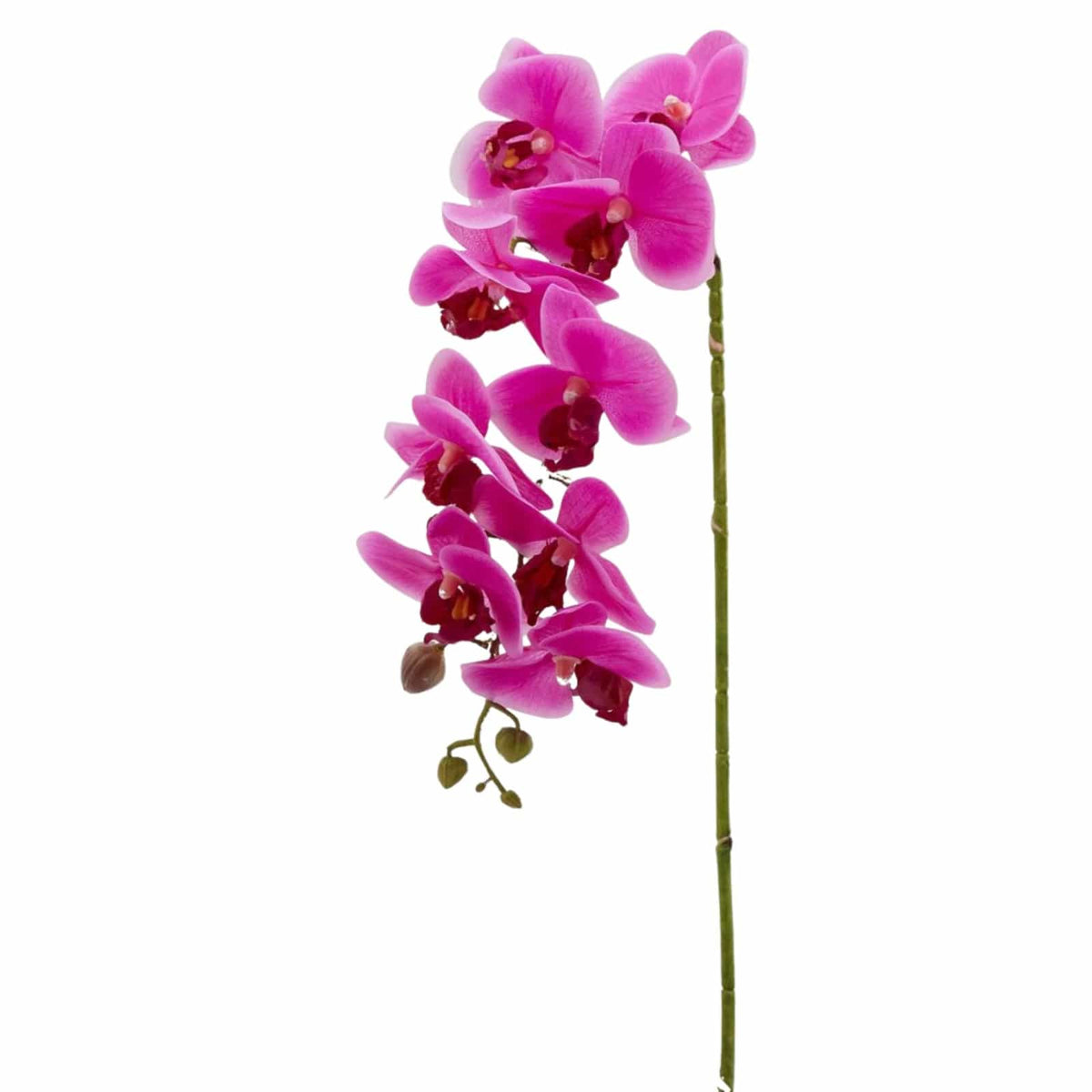 Fuchsia artificial Phalaenopsis orchid branch with nine real-touch blooms