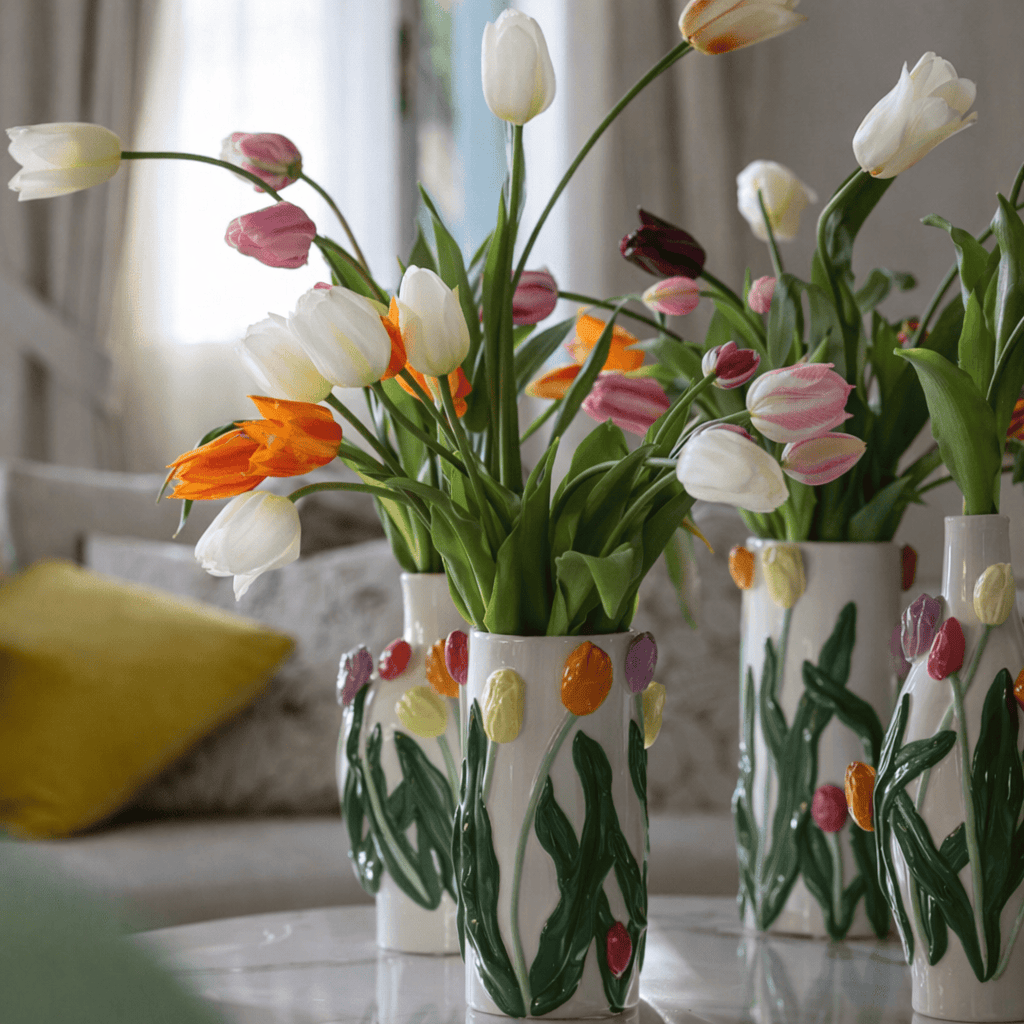 White artificial tulip close-up