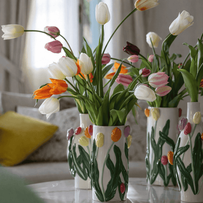 White artificial tulip close-up