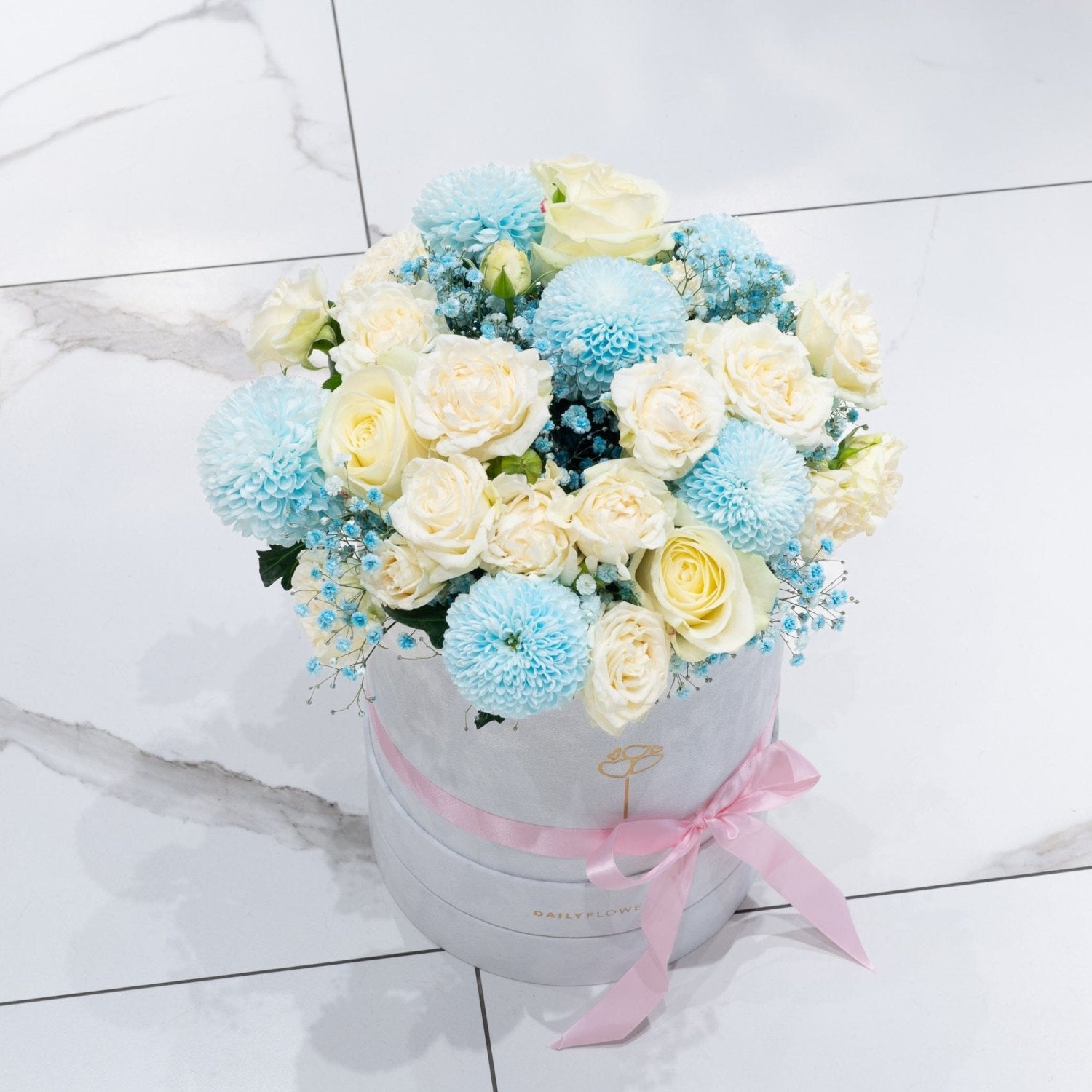 Baby Boy Box blue flower bouquet gift