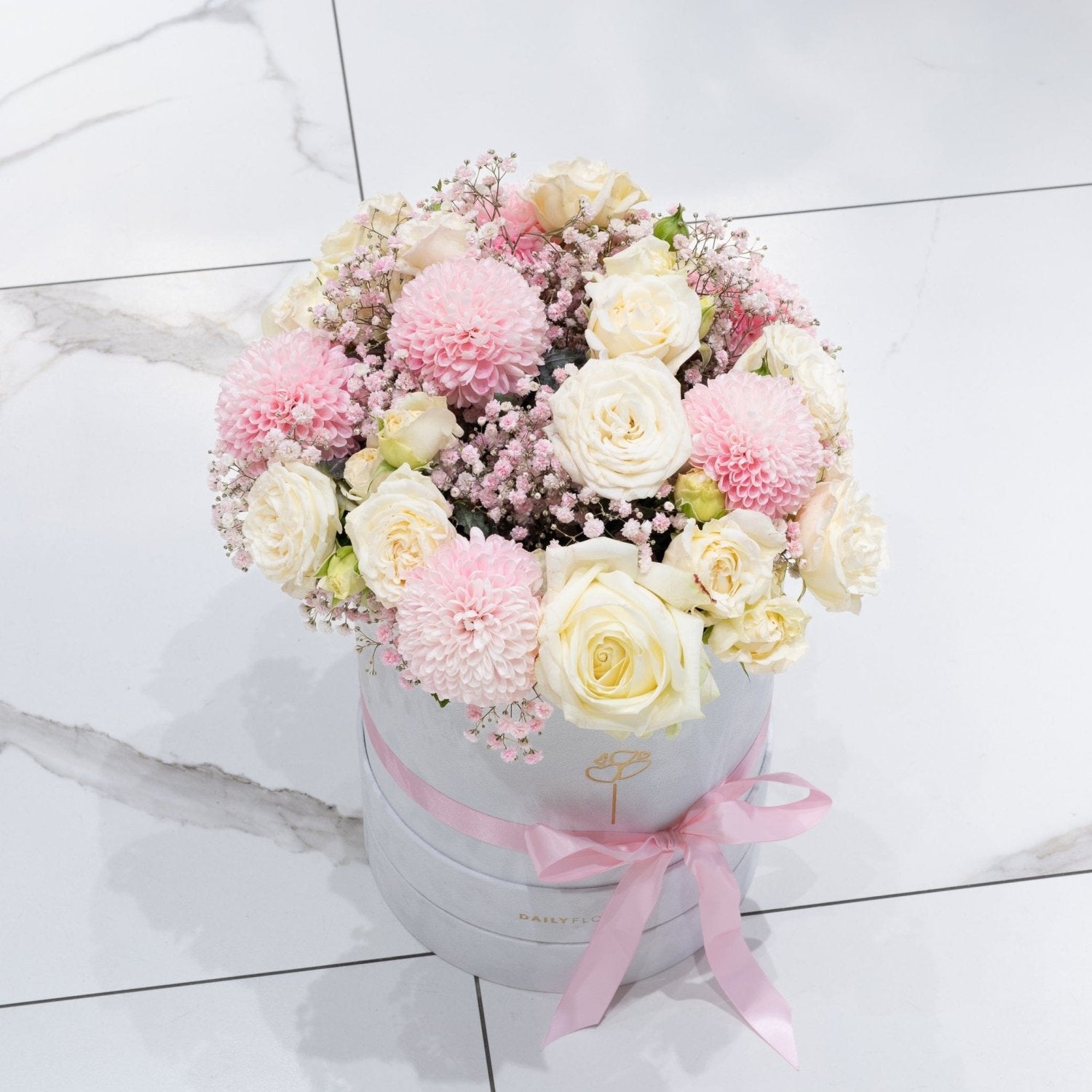 Baby Girl Box pink flower bouquet gift