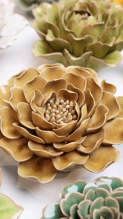Caramel Charm Peony ceramic flower detail