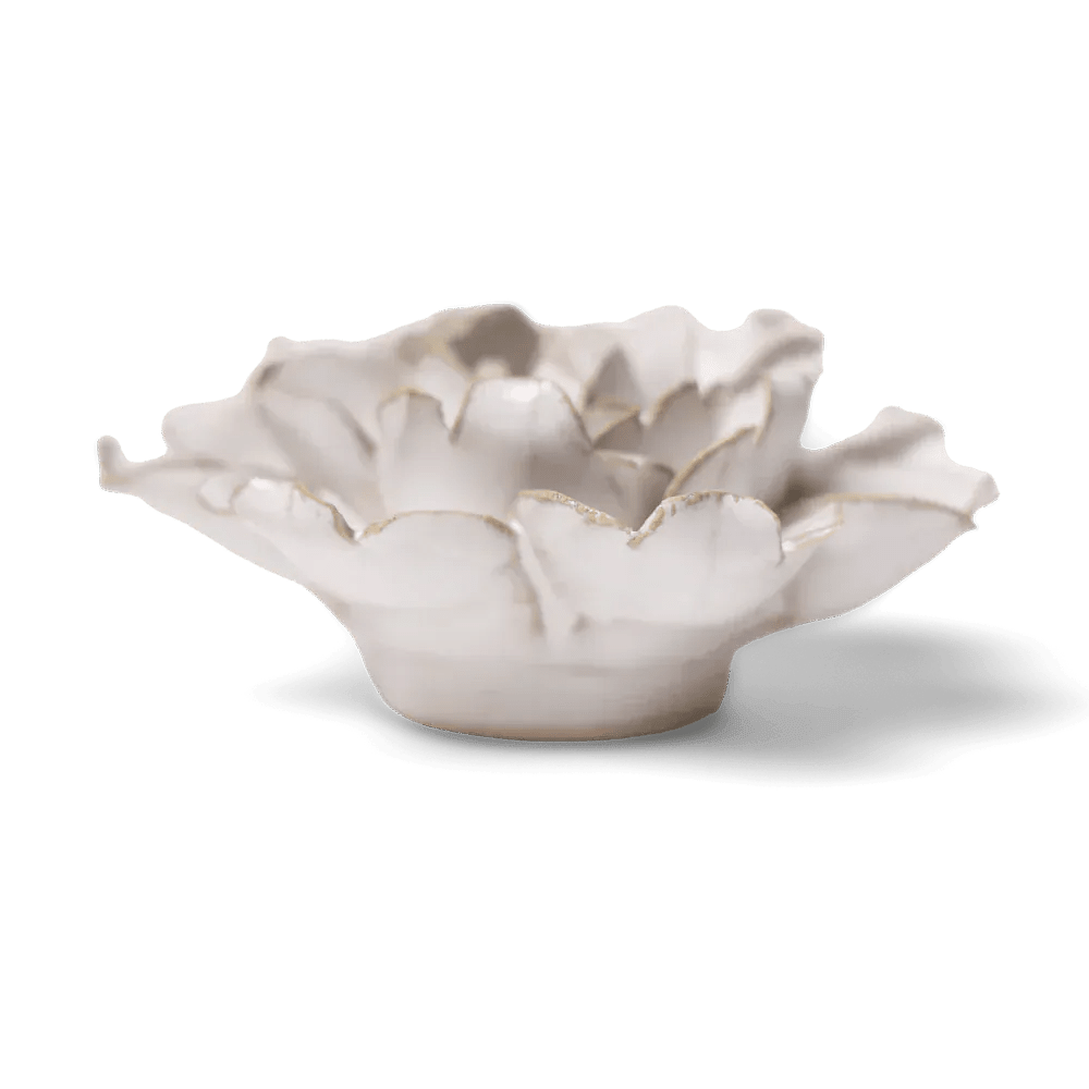 Ivory Rose ceramic flower side view