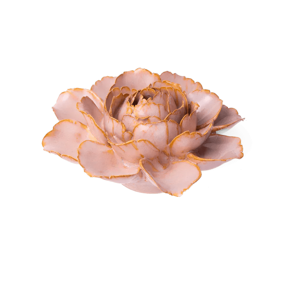 Rose Pink Camellia ceramic flower side view