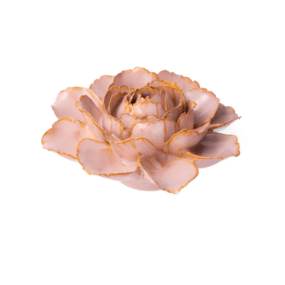 Rose Pink Camellia ceramic flower side view