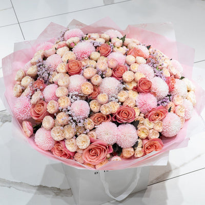 Cherry Blossom Chic bouquet with roses and gypsophila by Daily Flowers