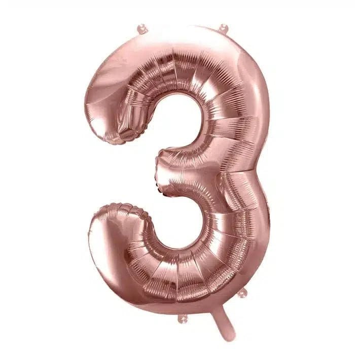 Number 3 helium balloon rose gold Daily Flowers