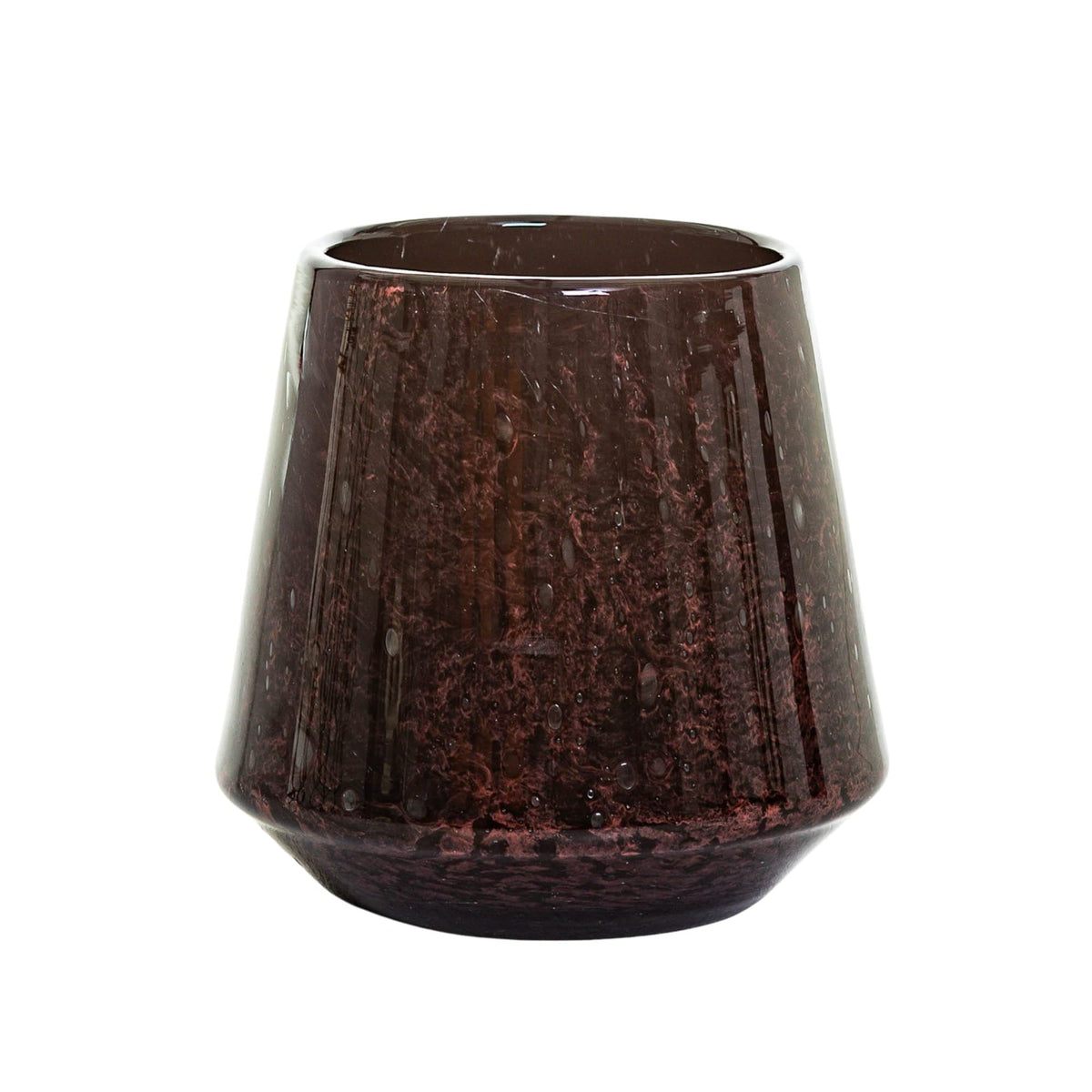 Vase Eden Wild Berry: tapered deep berry-red glass vase with crackled texture, 22 cm high