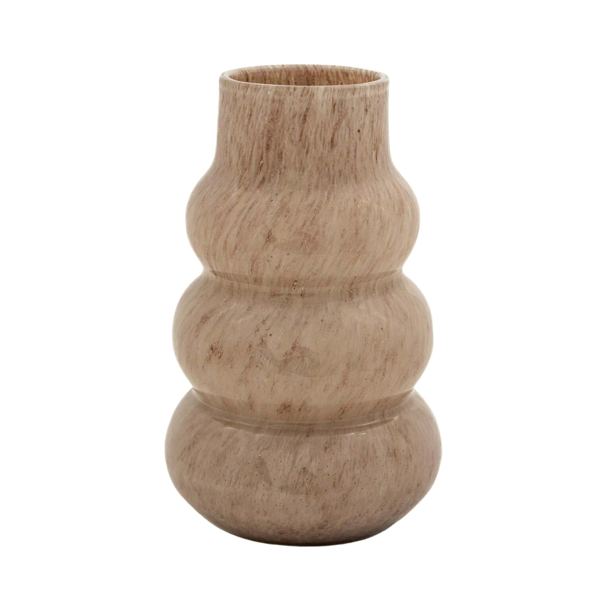 Vase Vita Sandy: sculptural stacked glass vase in warm sand beige, 28 cm high