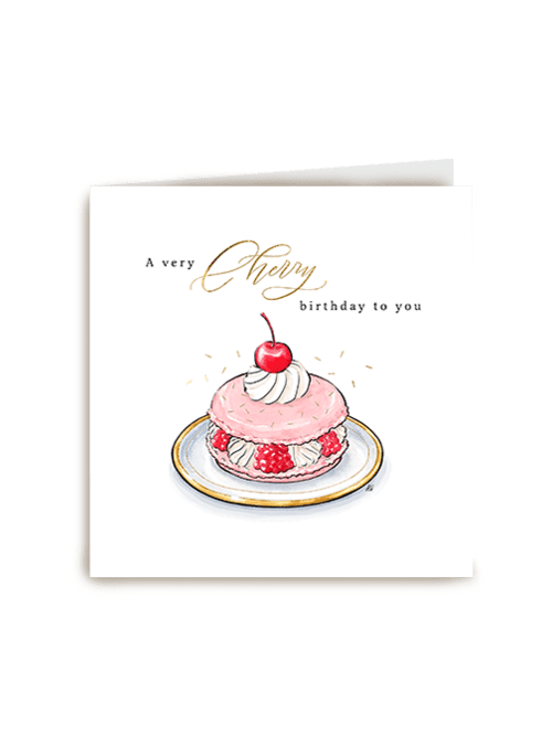 Luxurious Postcard Cherry birthday greeting card