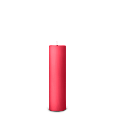 Raspberry pillar candle side view