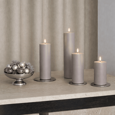 Zinc Pearl pillar candle lifestyle