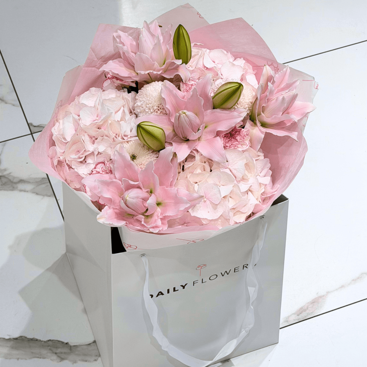 Pink Lily Dream bouquet with lilies by Daily Flowers